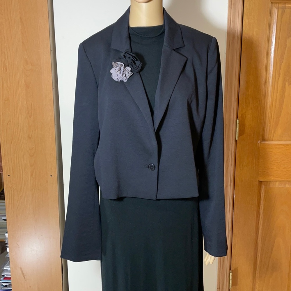 Leith Cropped Oversized Black Blazer